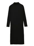 Rib Turtleneck Maxi Dress_Black