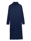 Rib Turtleneck Maxi Dress_Navy
