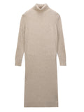 Rib Turtleneck Maxi Dress_Oatmeal