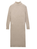 Rib Turtleneck Maxi Dress_Oatmeal