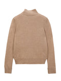 Simple High Neck Sweater_Camel