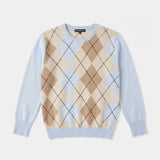 Cashmere Argyle Crewneck Sweater_Baby Blue/Beige
