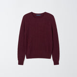 Cashmere Cable Crewneck Sweater_Burgundy