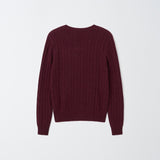 Cashmere Cable Crewneck Sweater_Burgundy