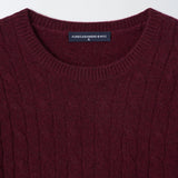 Cashmere Cable Crewneck Sweater_Burgundy
