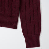 Cashmere Cable Crewneck Sweater_Burgundy