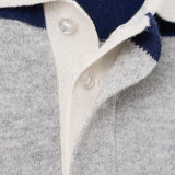 Cashmere Rugby Striped Polo Long Sleeve_Navy/Grey