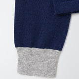 Cashmere Rugby Striped Polo Long Sleeve_Navy/Grey