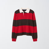 Rugby Striped Polo Long Sleeve_Red/Brown