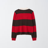 Rugby Striped Polo Long Sleeve_Red/Brown