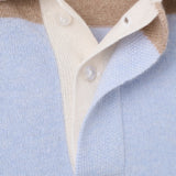 Cashmere Rugby Striped Polo Long Sleeve_Baby Blue/Beige