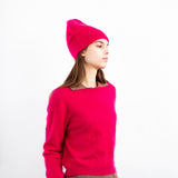 Cashmere Brushed Long Sleeve Sweater_Hot Pink