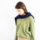 Cashmere Classic V-Neck Sweater_Moss Green