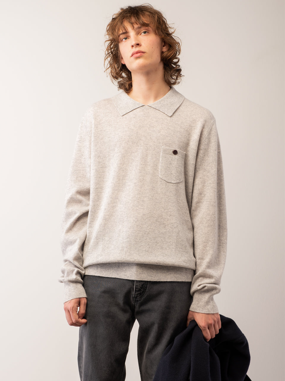 Men Polo Sweater_Grey